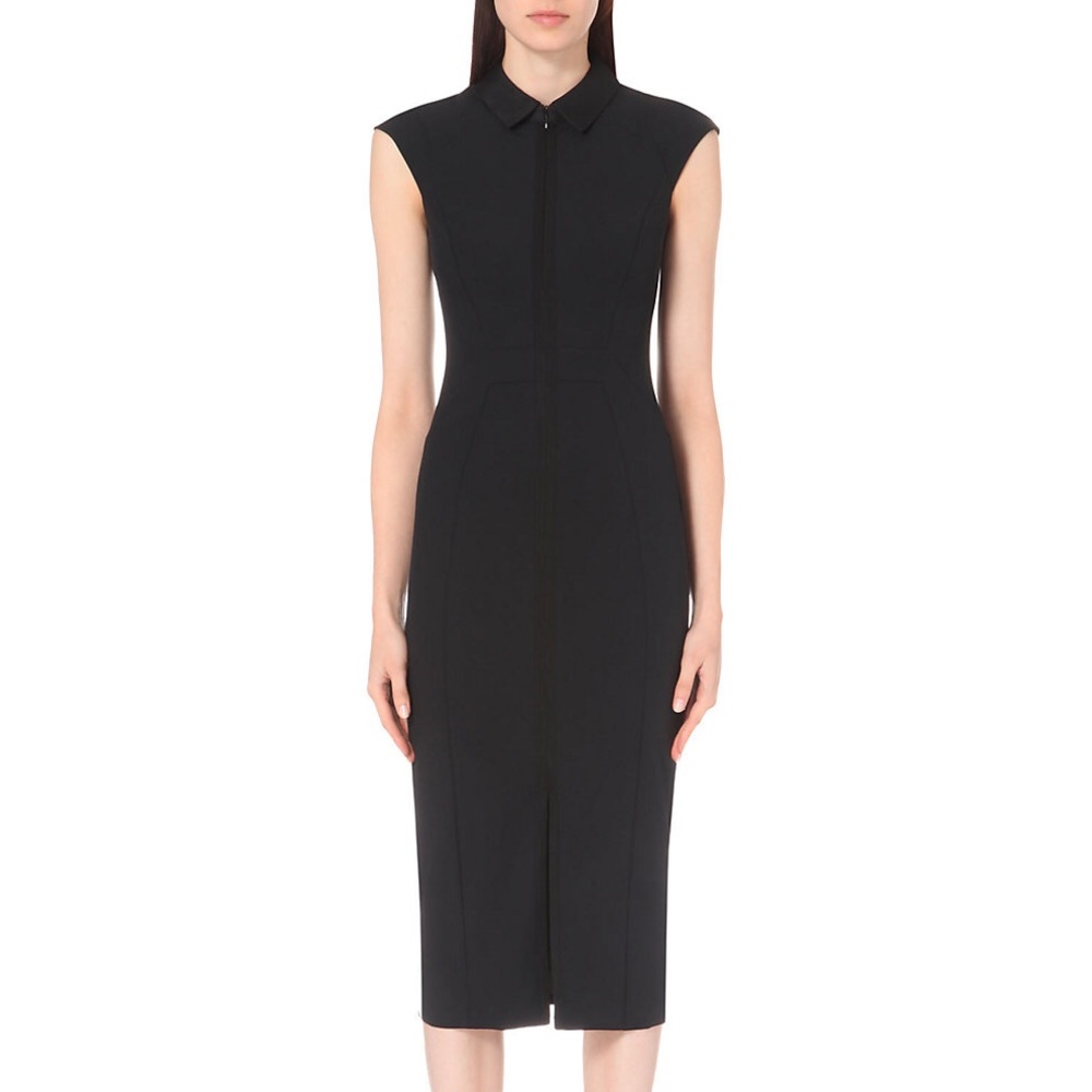 * SOLD * Ted Baker Black Abigael Grosgrain Detail Midi Dress - US 10 TB 4
